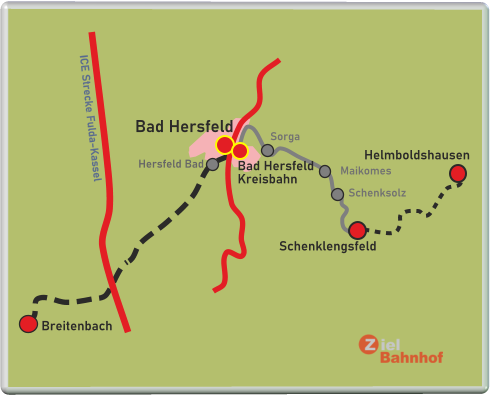 Helmboldshausen Bad Hersfeld Kreisbahn Sorga Maikomes Schenksolz Hersfeld Bad Schenklengsfeld Breitenbach ICE Strecke Fulda-Kassel Bad Hersfeld